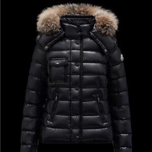 Moncler Armoise Black puffer down jacket fur hood sz 3